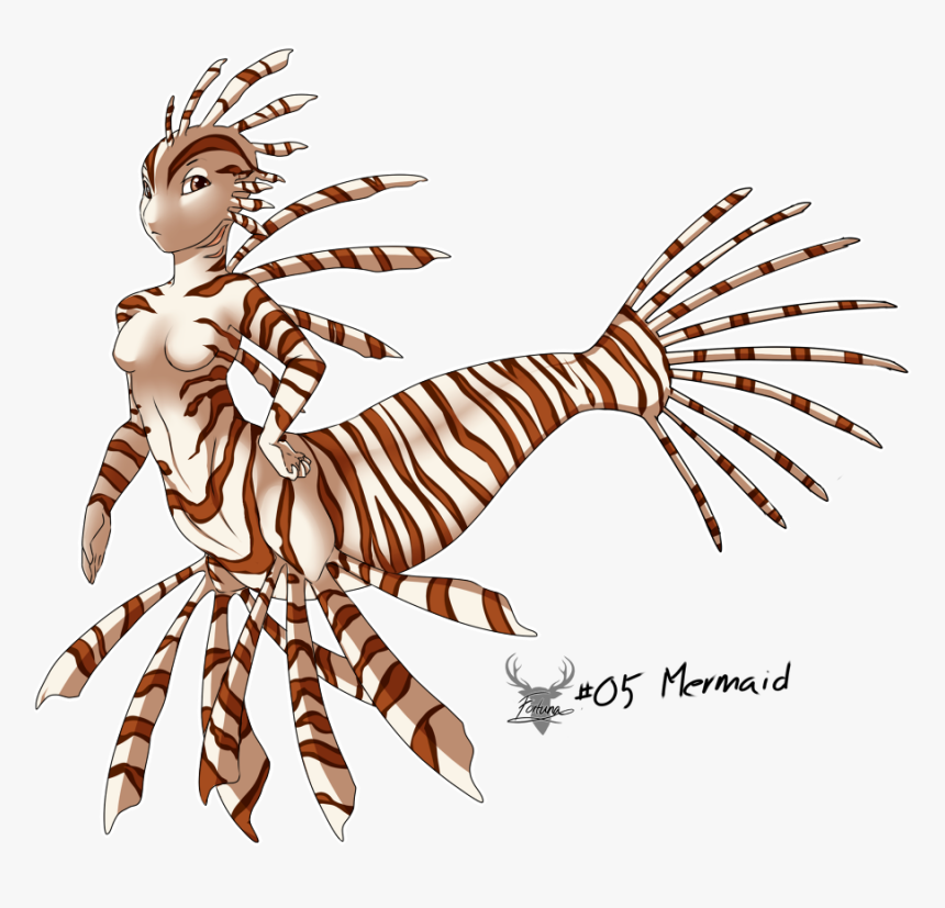 Lion Fish Mermaid , Png Download - Lionfish Mermaid, Transparent Png
