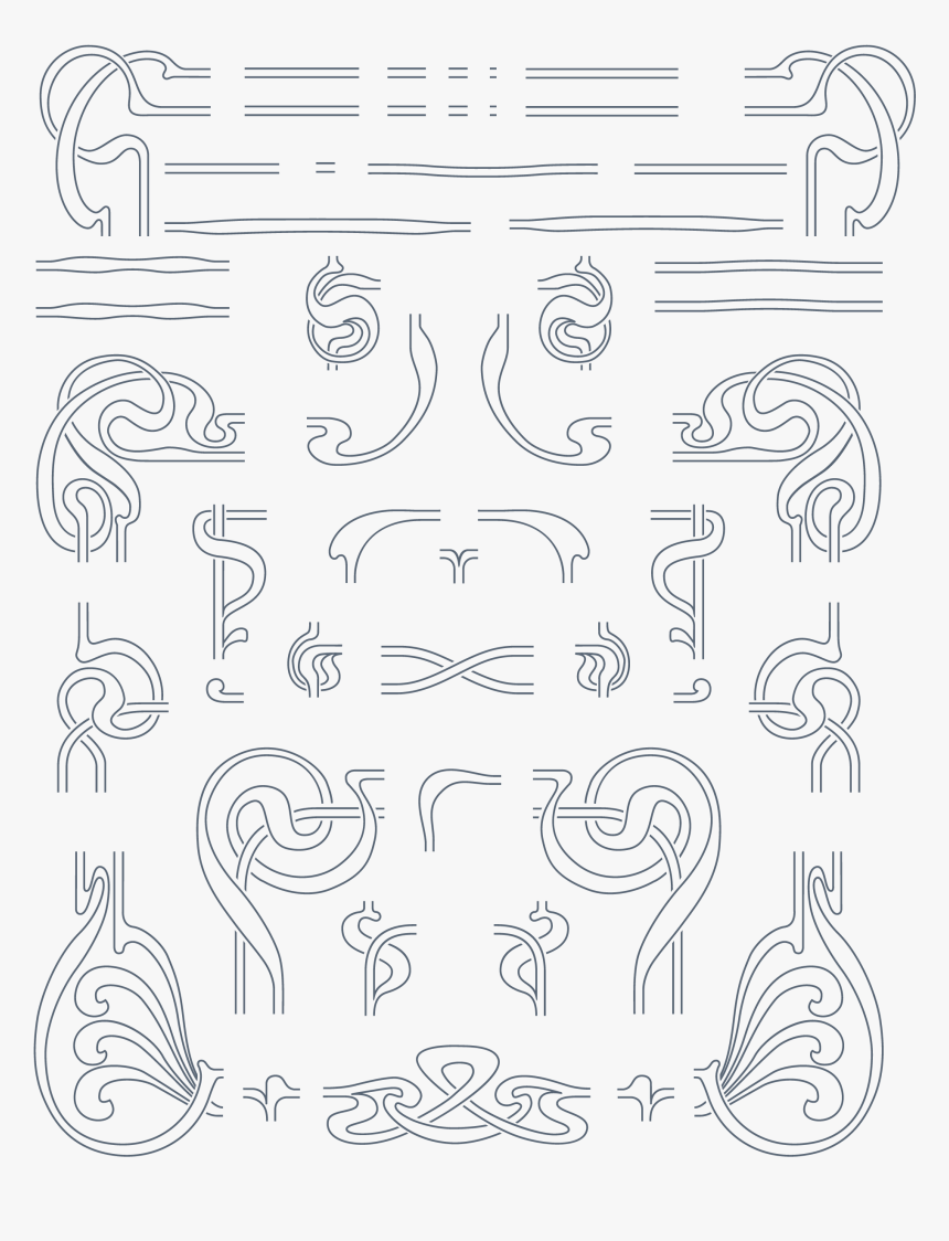 Download Vintage Art Nouveau Art Nouveau 285 Vector - Border Art Nouveau Patterns, HD Png Download