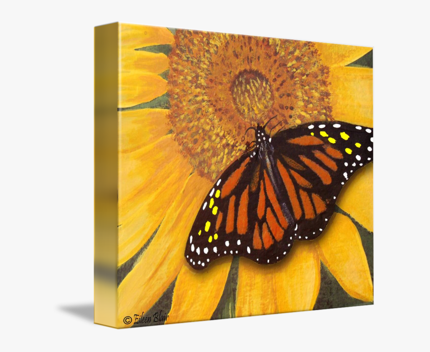 Sunflower With Butterfly Sunflower And Butterfly Painting, HD Png