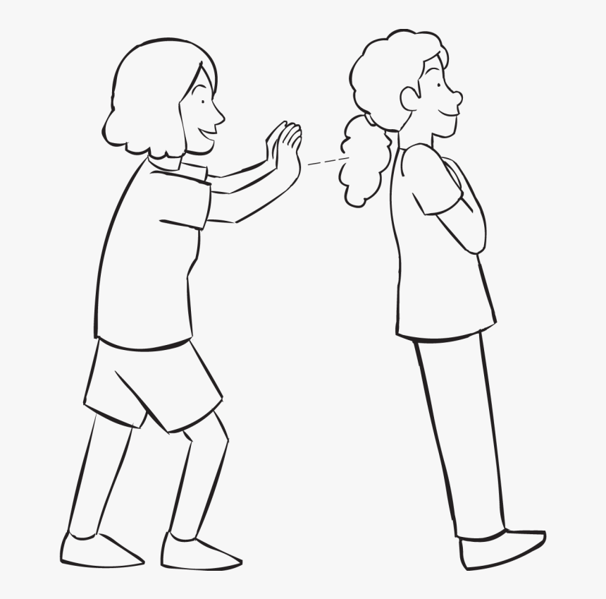 One Person Leaning Back Into The Arms Of Another As - Line Art, HD Png Download