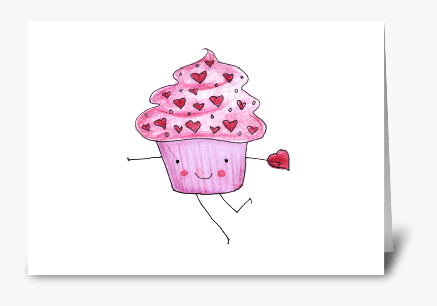 Pink Cupcake Valentine Greeting Card - Ice Cream, HD Png Download