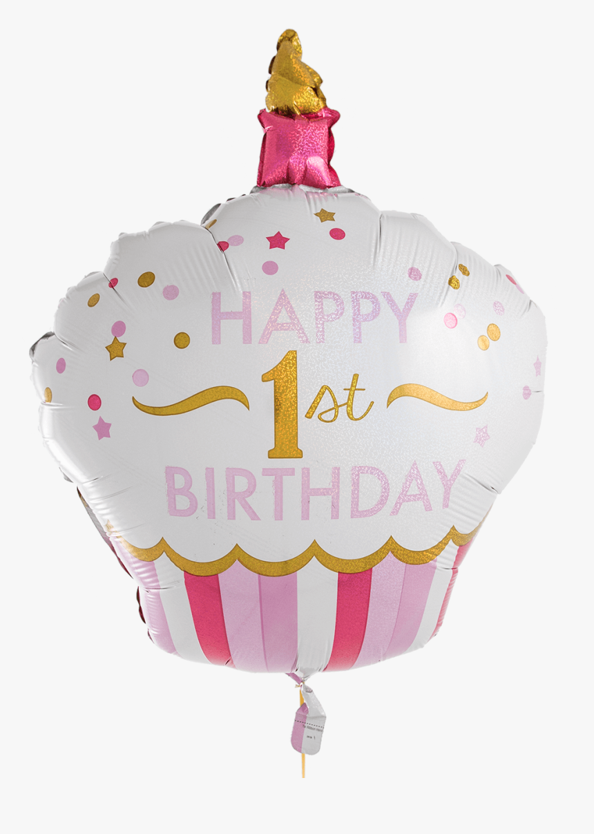 1st Birthday Pink Cupcake Supershape - Hot Air Balloon, HD Png Download