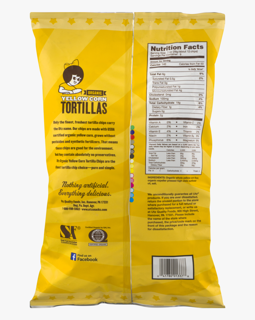 Utz Tortillas, Organic Yellow Corn - Packaging And Labeling, HD Png Download