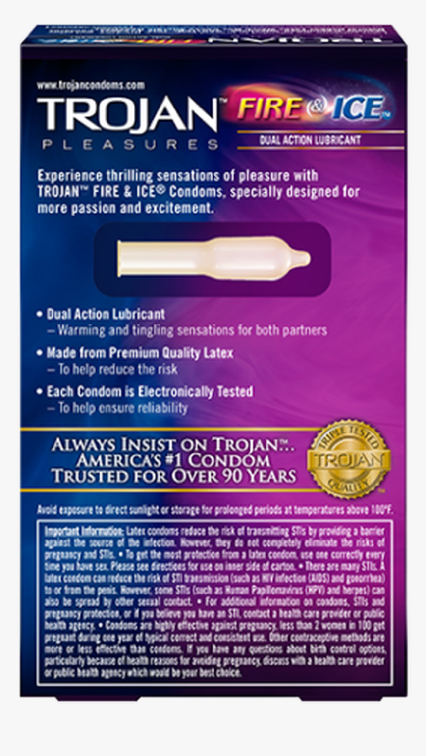Trojan Fire & Ice Lubricated Condoms 3 Counts, HD Png Download