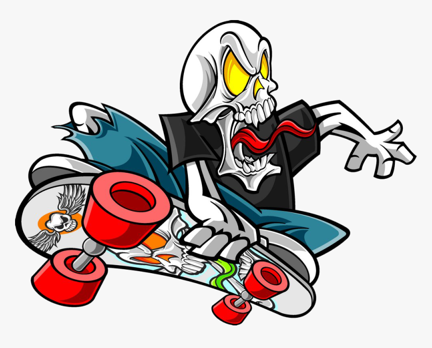 Skating Snowboarding Skull Roller Skateboarding Png - Skater Cartoon Characters, Transparent Png
