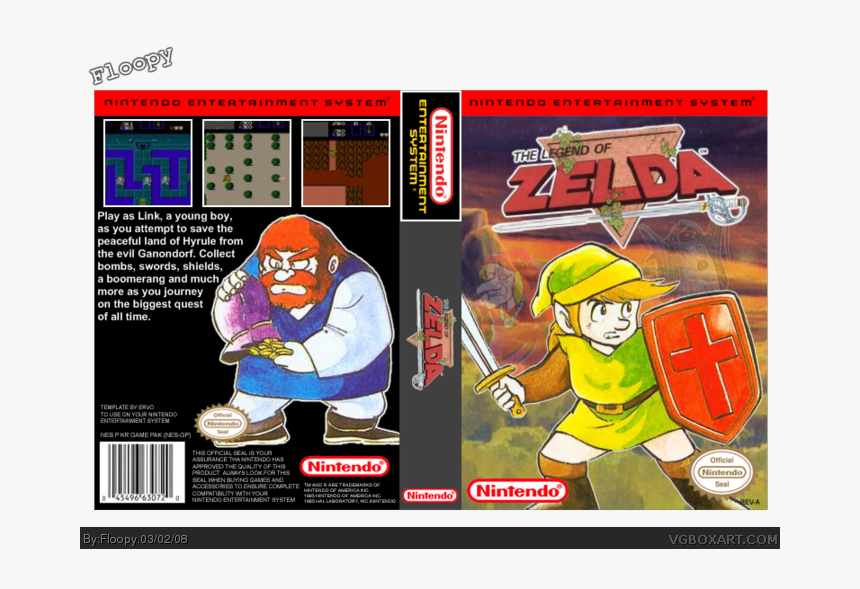 The Legend Of Zelda Box Art Cover - Legend Of Zelda Nes, HD Png Download