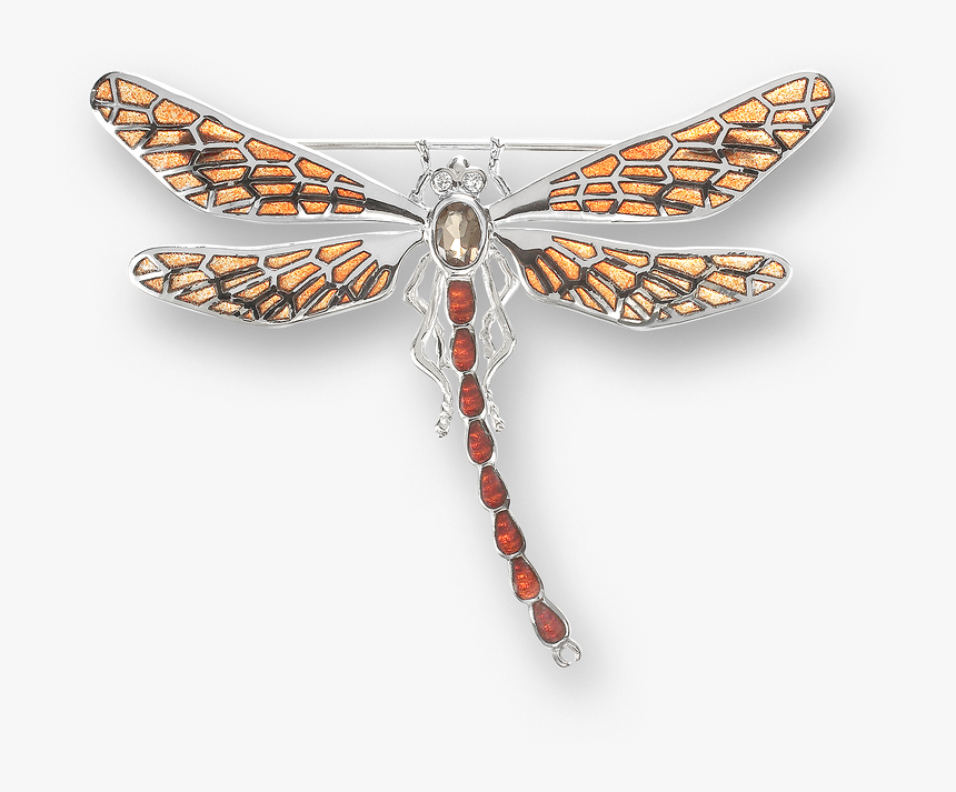 Nicole Barr Designs Sterling Silver Dragonfly Brooch-orange - Silver, HD Png Download
