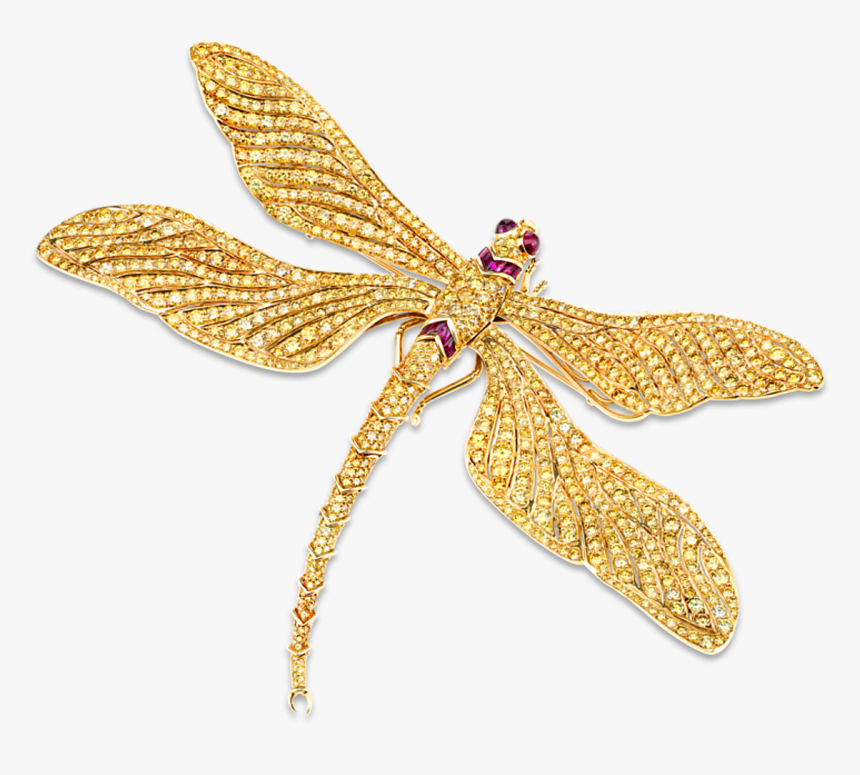 Fancy Vivid Yellow Diamond Dragonfly Brooch - Yellow Diamond Brooch, HD Png Download