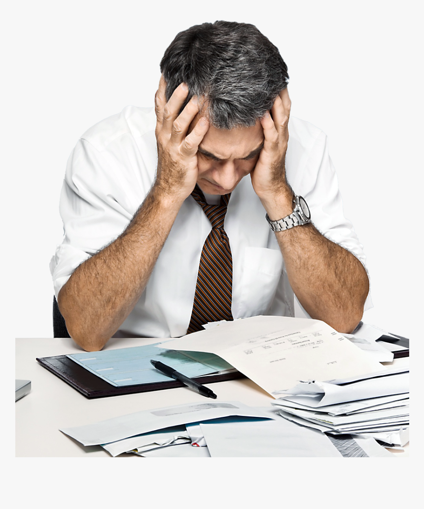 Transparent Bills Png - Worried Man In Office, Png Download