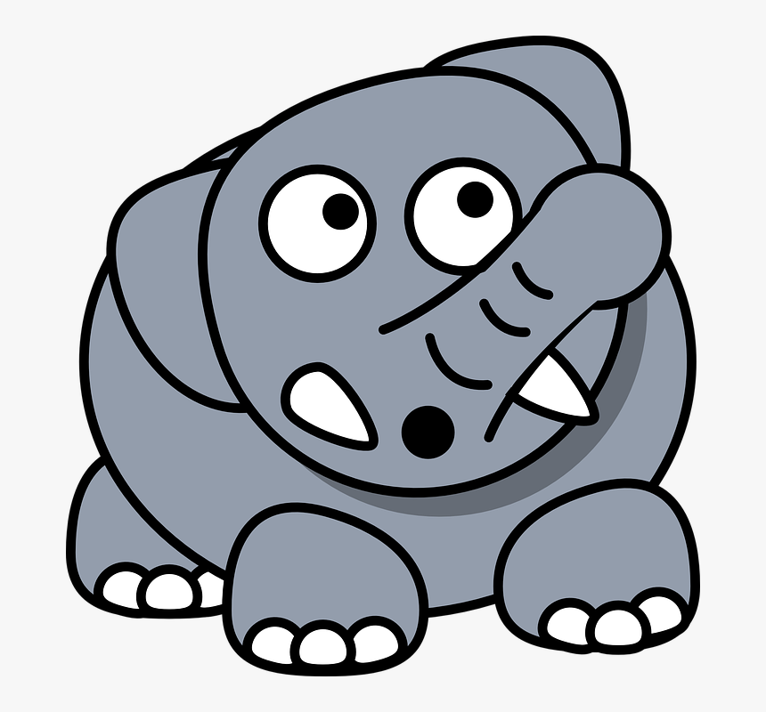 Elephant, Cartoon, Worried, Gray, Mammal, Trunk - Clip Arts Of Animals, HD Png Download