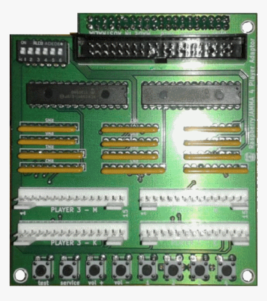 Arpicade Raspberry Pi Jamma Pcb For 4 Player Adapter - Electronic Component, HD Png Download