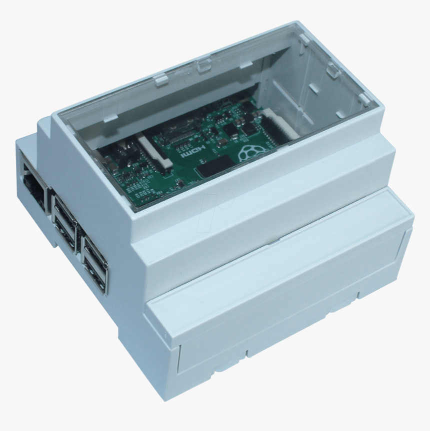Gehäuse Für Raspberry Pi 3, Hutschiene, Grau/trans - Raspberry Pi 3 Din Rail Case, HD Png Download