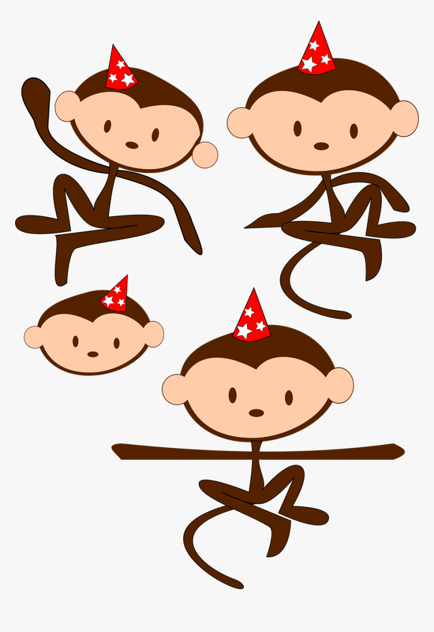 Anthropomorphized Animals Monkeys Party Free Photo - Apen Op Elkaar Cartoon Png, Transparent Png