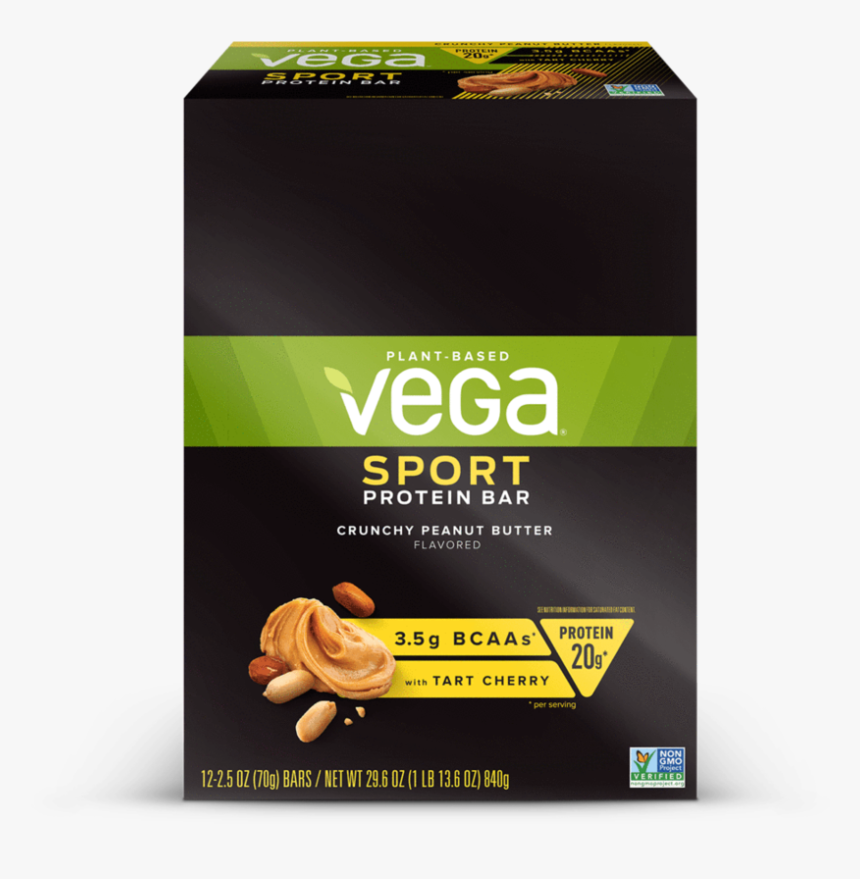 Vega Sport Protein Bar Crunchy Peanut Butter Box Of - Vega Sport Plant Based Protein Bar, HD Png Download