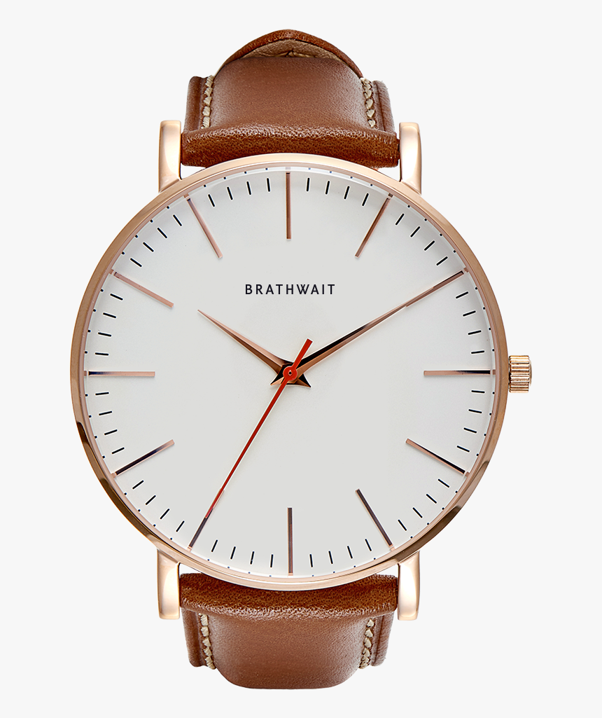 020 Quartz Rosegold Marron Frontal - Fossil Leather Watch Minimalist, HD Png Download