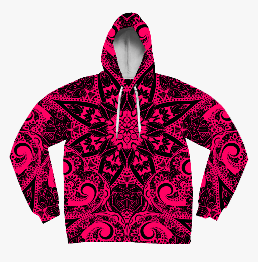 Electro Pink Mandala Unisex Hoodie Pullover Hoodies - Vintage Flowers Hoodie, HD Png Download