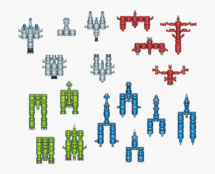 Spaceship Styles In Different Colors, Evolved By Several - Genetic Algorithm In Game, HD Png Download