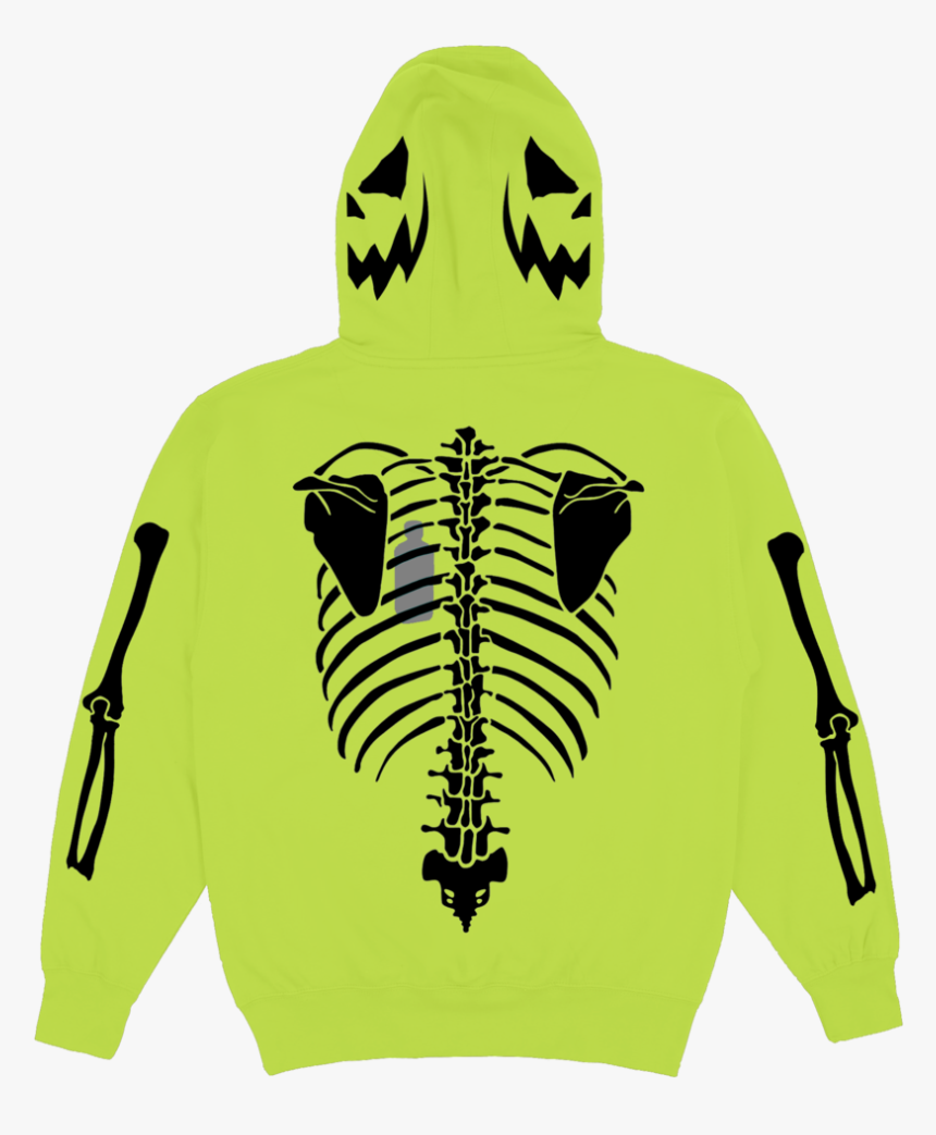 Skelton Heart Safety Green - Hoodie, HD Png Download