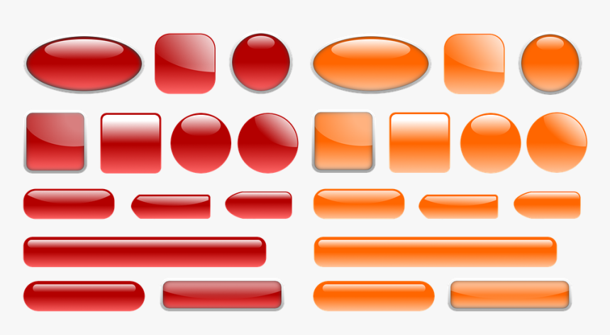 Button, Icon, Oblong, Square, Round, Red, Orange, Shiny - Icon, HD Png Download
