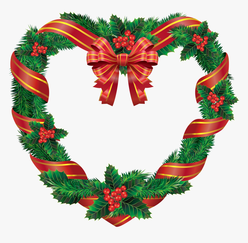 Christmas Bows, Merry Christmas, Clipart Images, Clip - Heart Christmas Wreath Clipart, HD Png Download