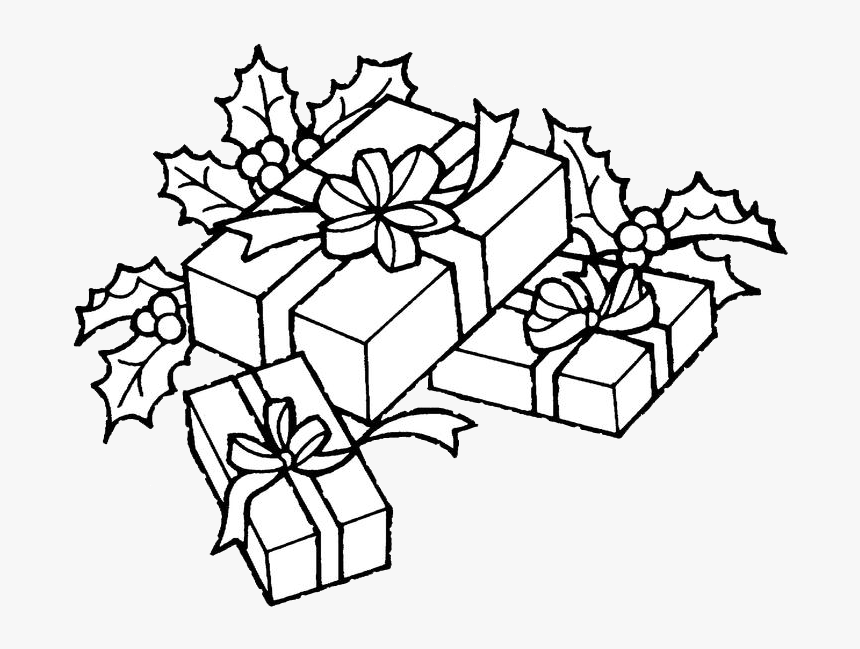 Gifts Drawing - Christmas Gifts Coloring Sheets, HD Png Download