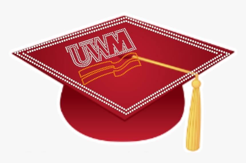 College Logo Rhinestone Graduation Cap Umw - Graduation, HD Png Download
