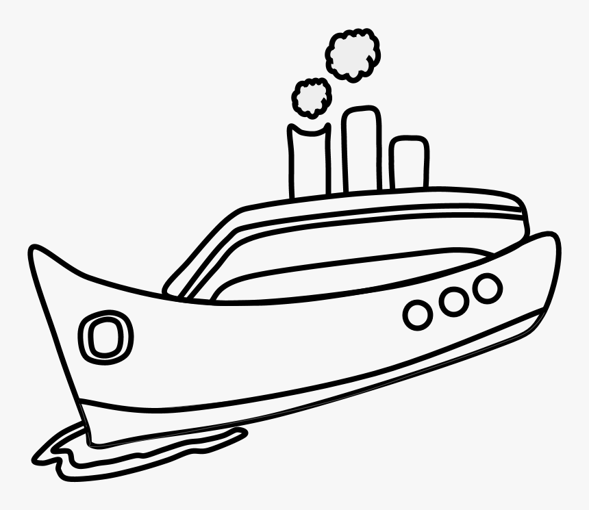 Ship, Smokestack, Black And White - Ship Clip Art In White And Black, HD Png Download
