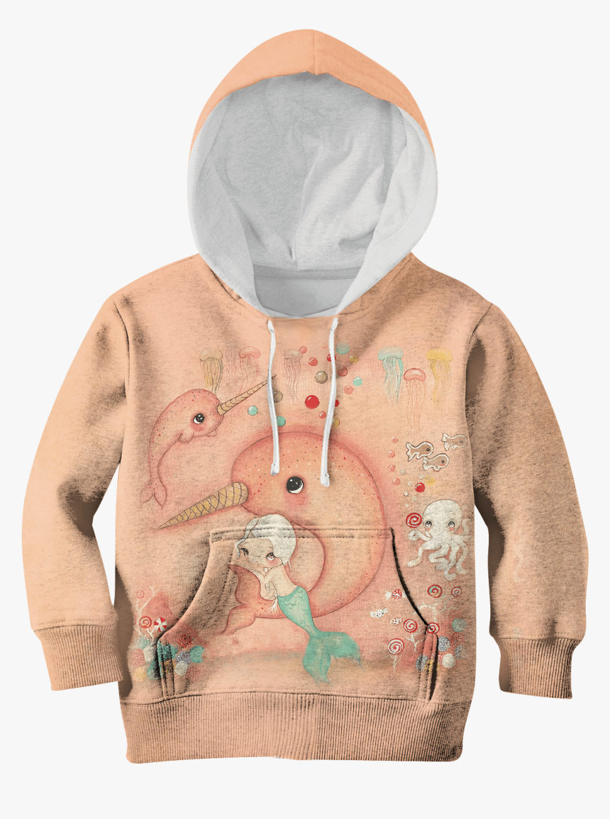 Gearhuman 3d Cute Mermaid With Fish Kid Custom Hoodies, HD Png Download