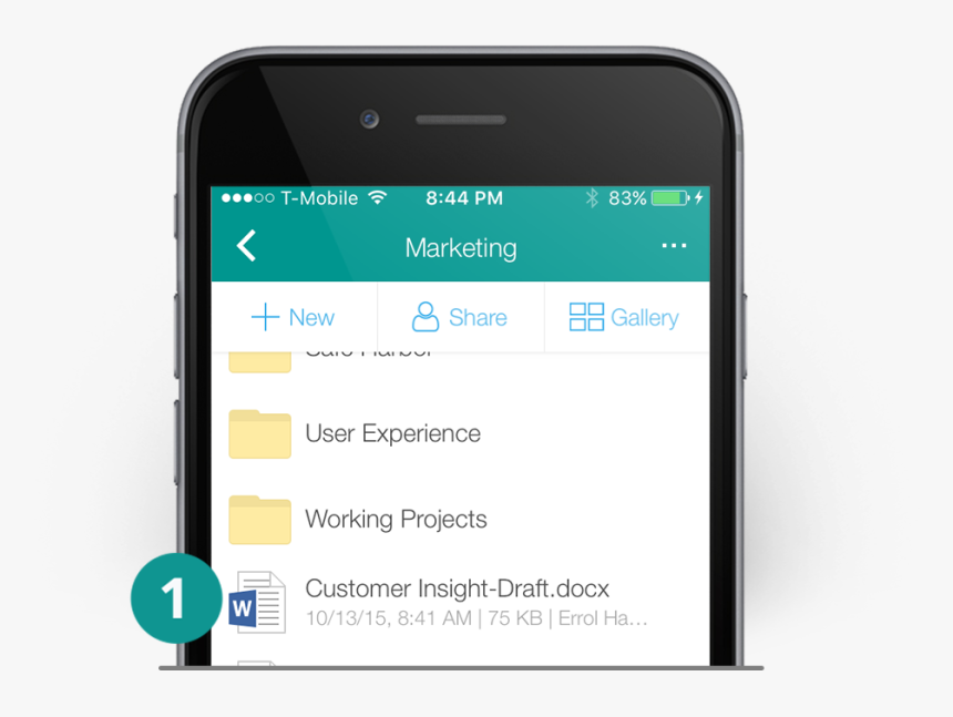To Share A File, Jane Taps The File Icon, And A Menu - Mobile File Share Expiration, HD Png Download