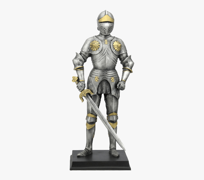 Medieval Armor With Sword And Large Besagews - Knight Holding Sword, HD Png Download