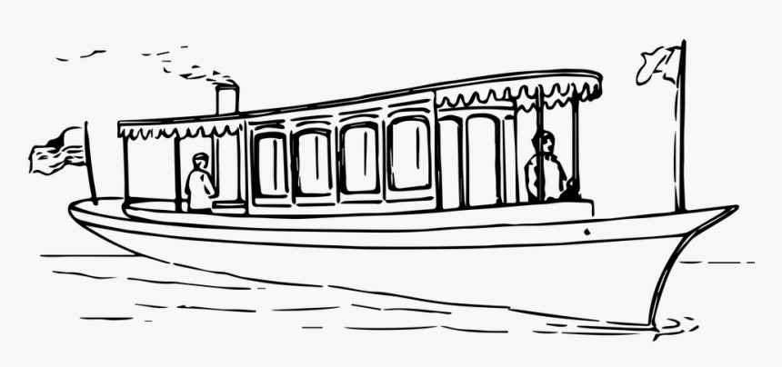Boat, Powered, Steam, Transportation - Boat Or Ship Drawing, HD Png Download