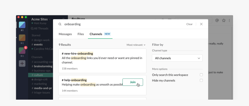 Slack Productivity - Select Channels - Public Channels On Slack, HD Png Download