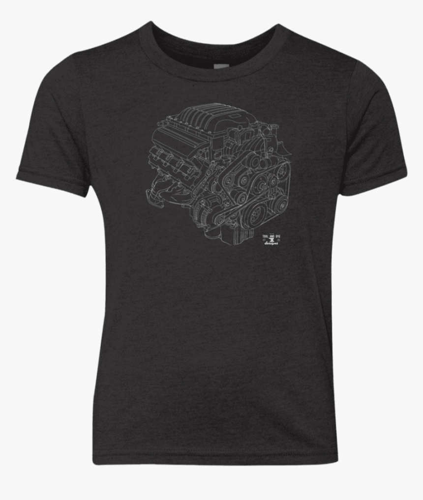 Dodge Hellcat Engine Blueprint Illustration Kids Tri-blend - Shirt, HD Png Download