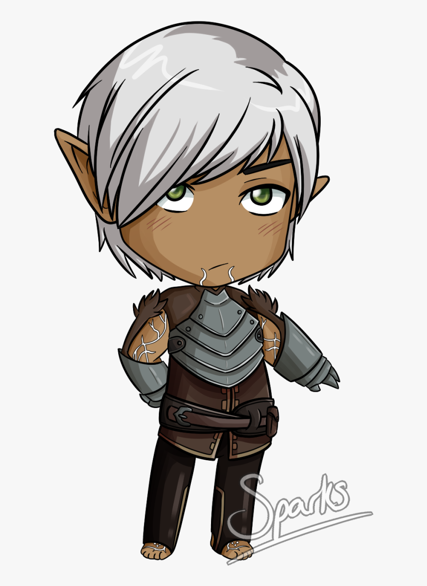 “tiny Transparent Broody Elf Fenris For Your Blog Available - Dragon Age Fenris Chibi, HD Png Download