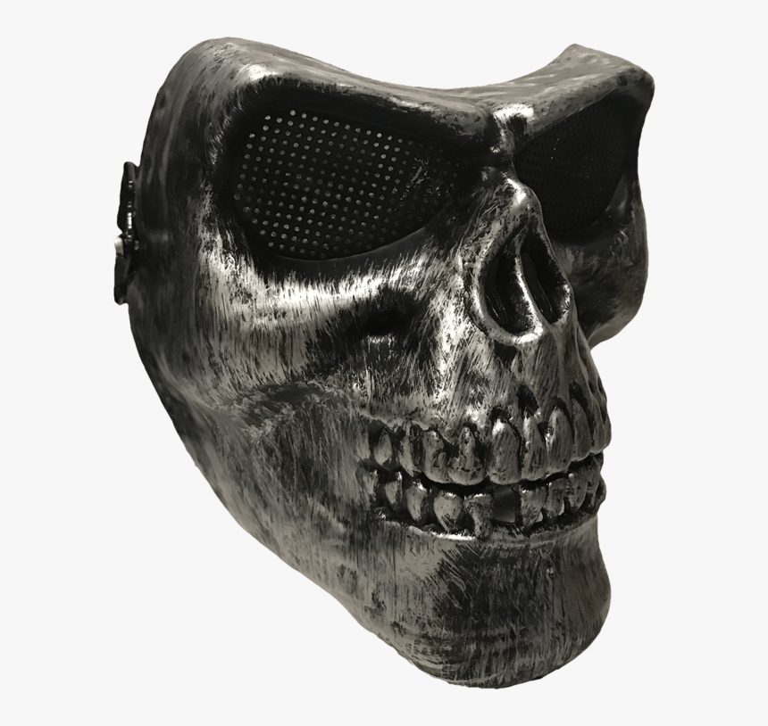 Full Face Silver Airsoft Skull Mask - Face Skull Mask Transparent, HD Png Download
