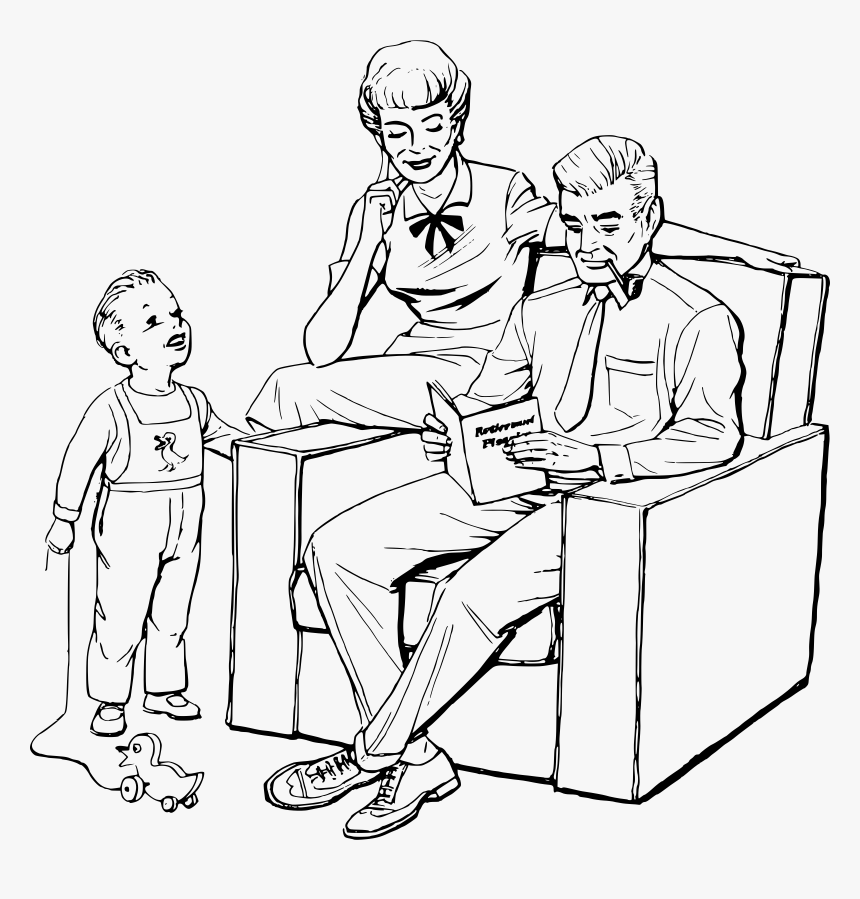 Reading Family Clip Arts - Drawing Of A Nuclear Family, HD Png Download