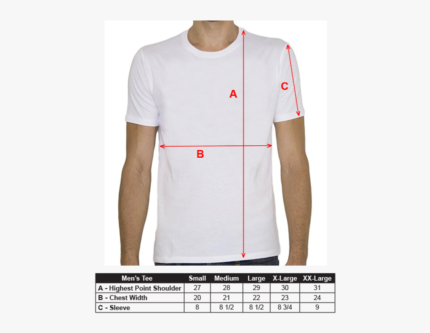 Men S T-shirt Sizing Guide - Active Shirt, HD Png Download
