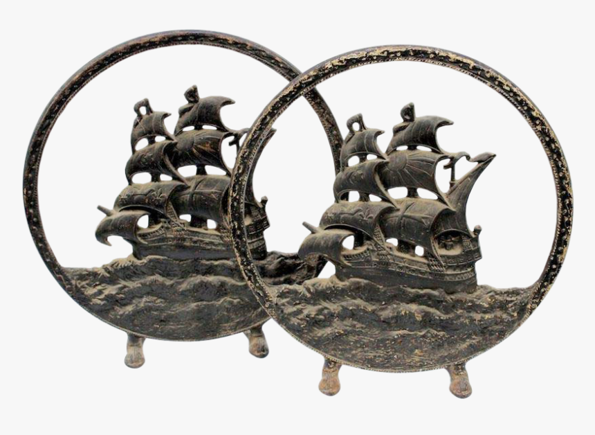 Antique Round Cast Iron Sailing Ship Fireplace, HD Png Download