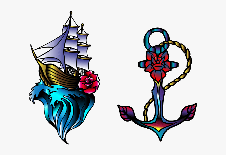 #oldschool #oldschooltattoo #newschool #pirates #ship - New School Ship, HD Png Download