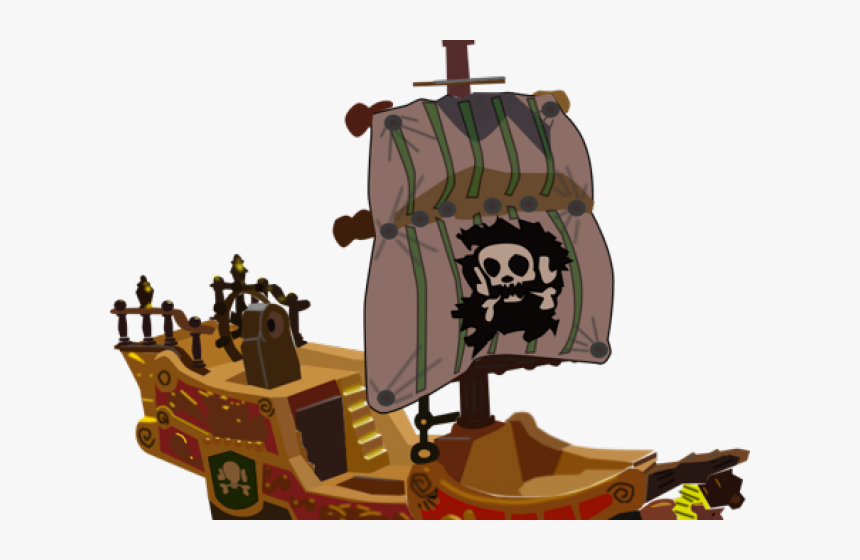 Old Sailing Ships Clipart White - Cartoon Pirate Ship 3d, HD Png Download