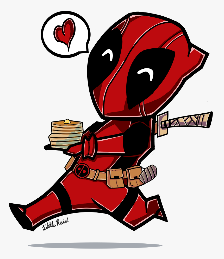 Chibi Deadpool And Pancakes - Deadpool Black And White, HD Png Download