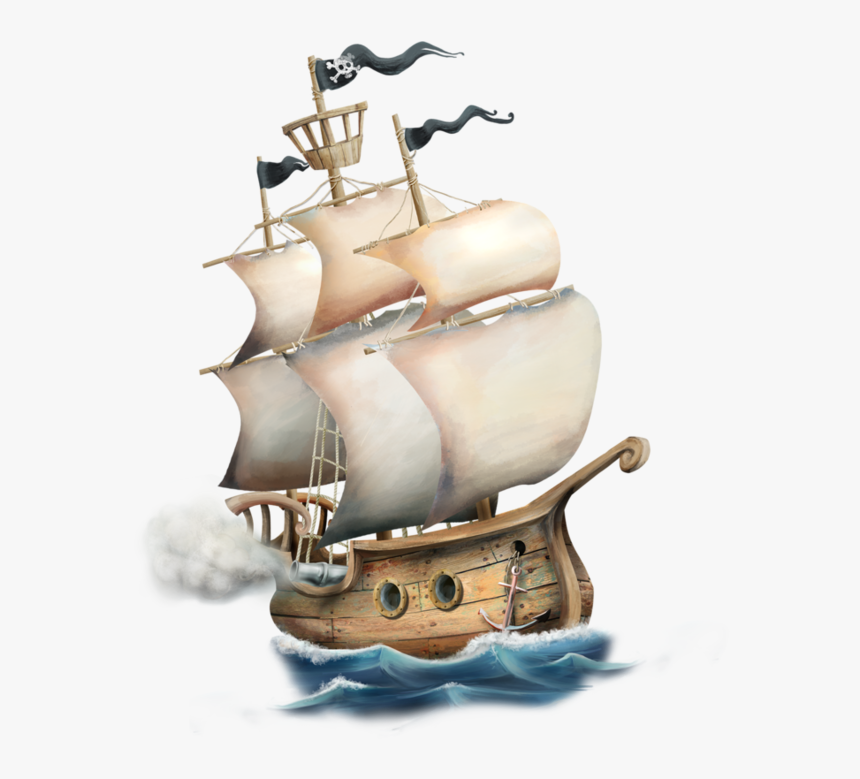 Pirate Ship Watercraft Cartoon Hand-painted Png File, Transparent Png