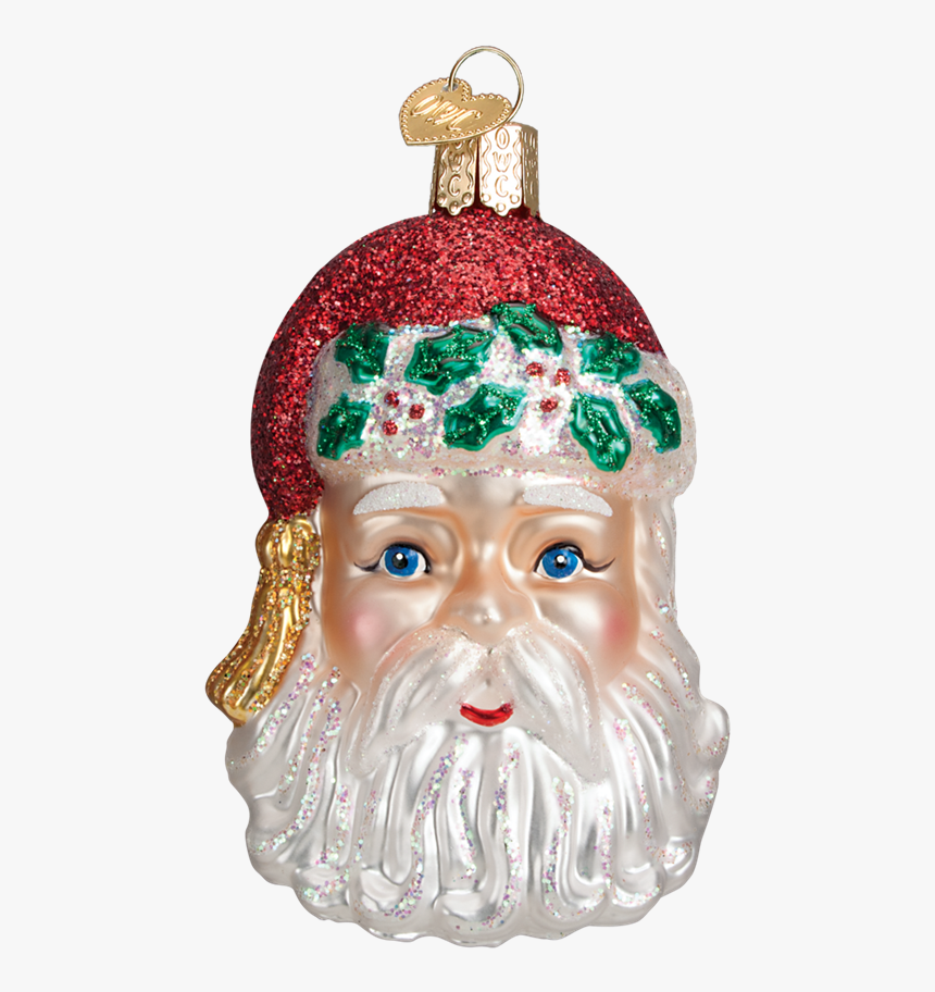 Old World Christmas Santa Head Glass Ornament, HD Png Download