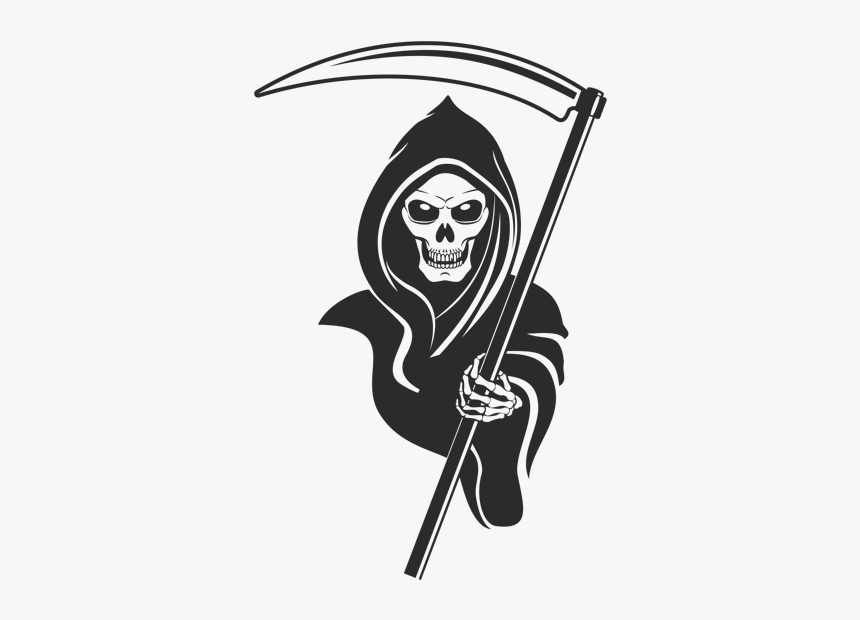 And Death Sticker T-shirt Reaper Black White Clipart, HD Png Download