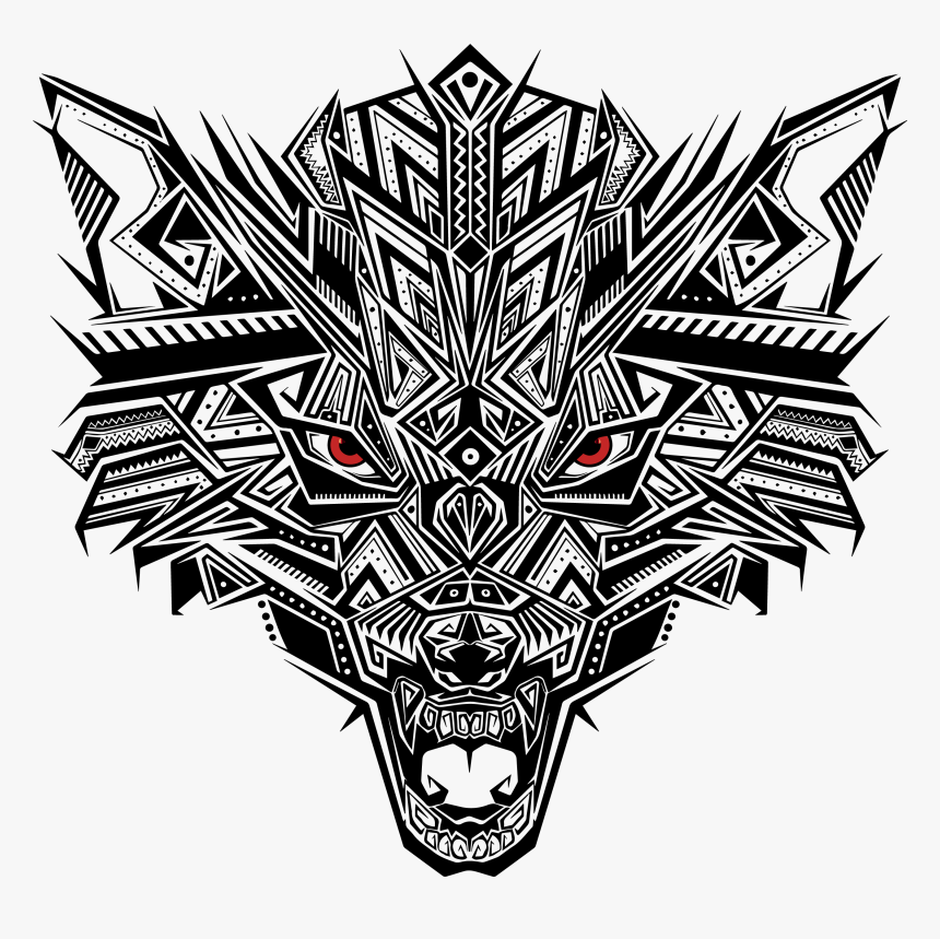 Black Abstract Puzzle Wolf Head Png Download, Transparent Png