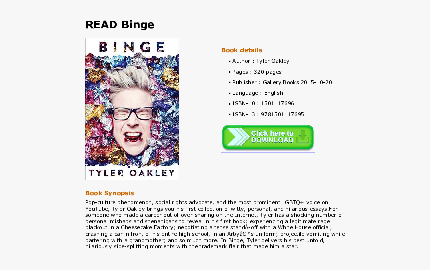 Tyler Oakley Png, Transparent Png