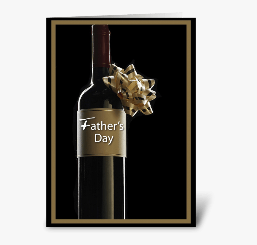 Father S Day Wine Bottle, Gold And Black Greeting Card, HD Png Download