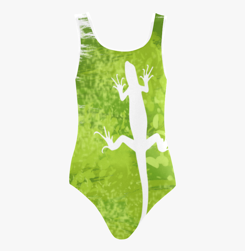 Green Lizard Shape Painting Vest One Piece Swimsuit, HD Png Download