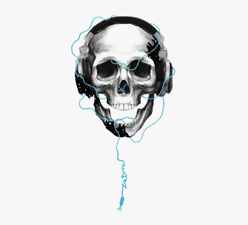 Skeleton Wearing Headphones Png Download, Transparent Png