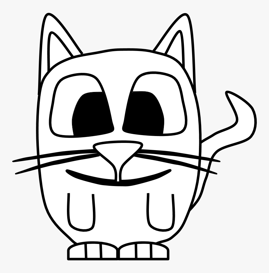 Cat, Kitten, Big Eyes, Black And White, Cartoon Animal, HD Png Download